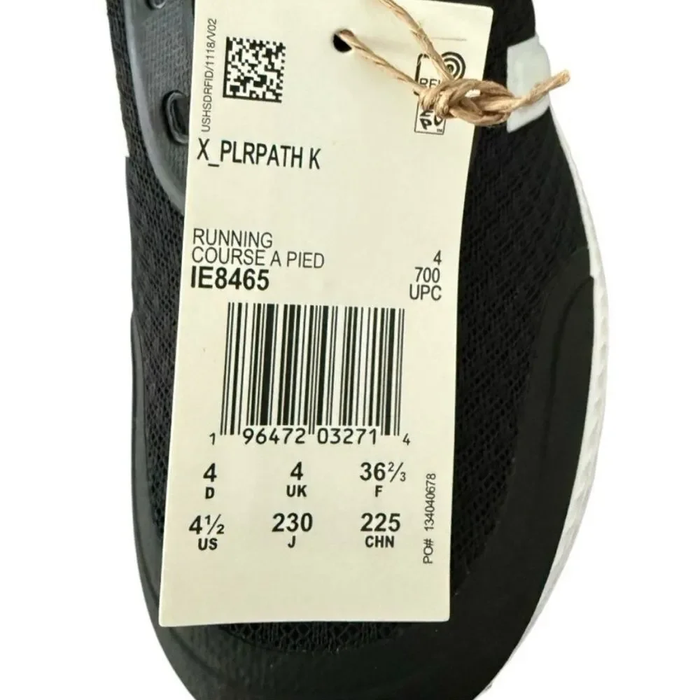 Adidas X_PLR Path Big Kids 4.5 Running Shoes Black White NIB Sneakers IE8465